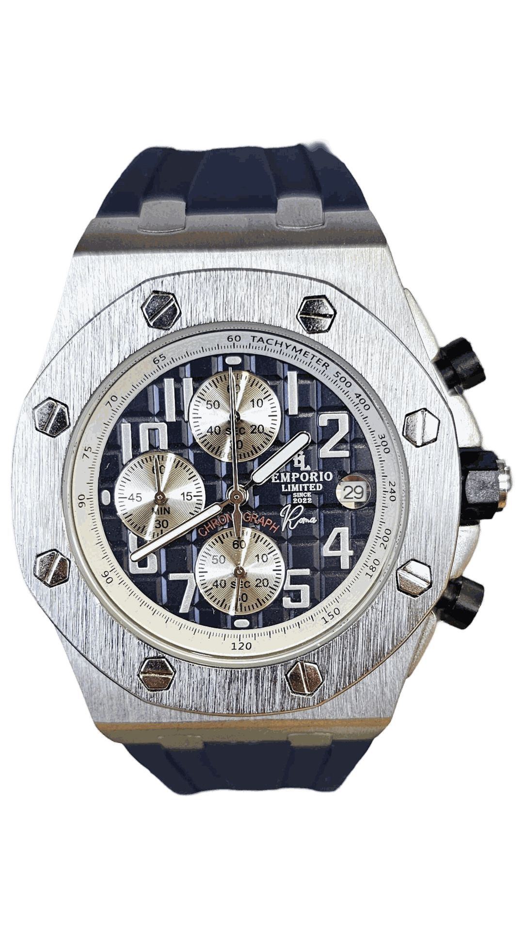EMPORIO LIMITED - ROMA BLUE/SILVER STOPWATCH WATCH - 3501 EMPORIO LIMITED - ROMA BLUE/SILVER STOPWATCH WATCH - 3501